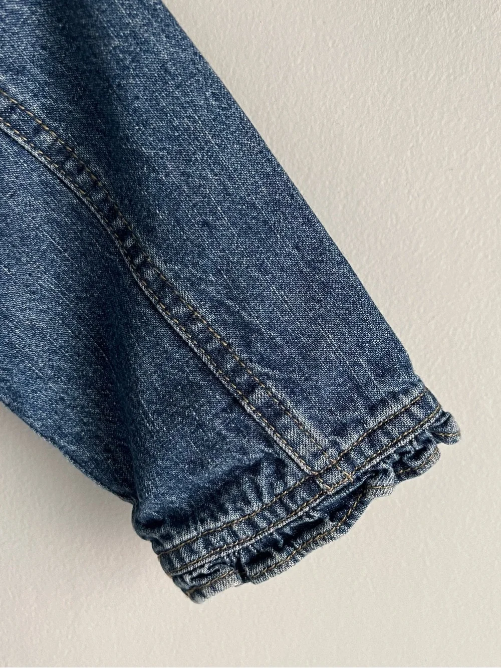 Baby Gap Girls Denim Jacket 18-24 Months Pink Lined Jean Jacket Ruffle Hem